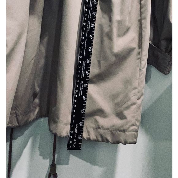 Vintage Learsi Zippered & Buttoned Cinched Waist Tan Raincoat 1X - Picture 6 of 12